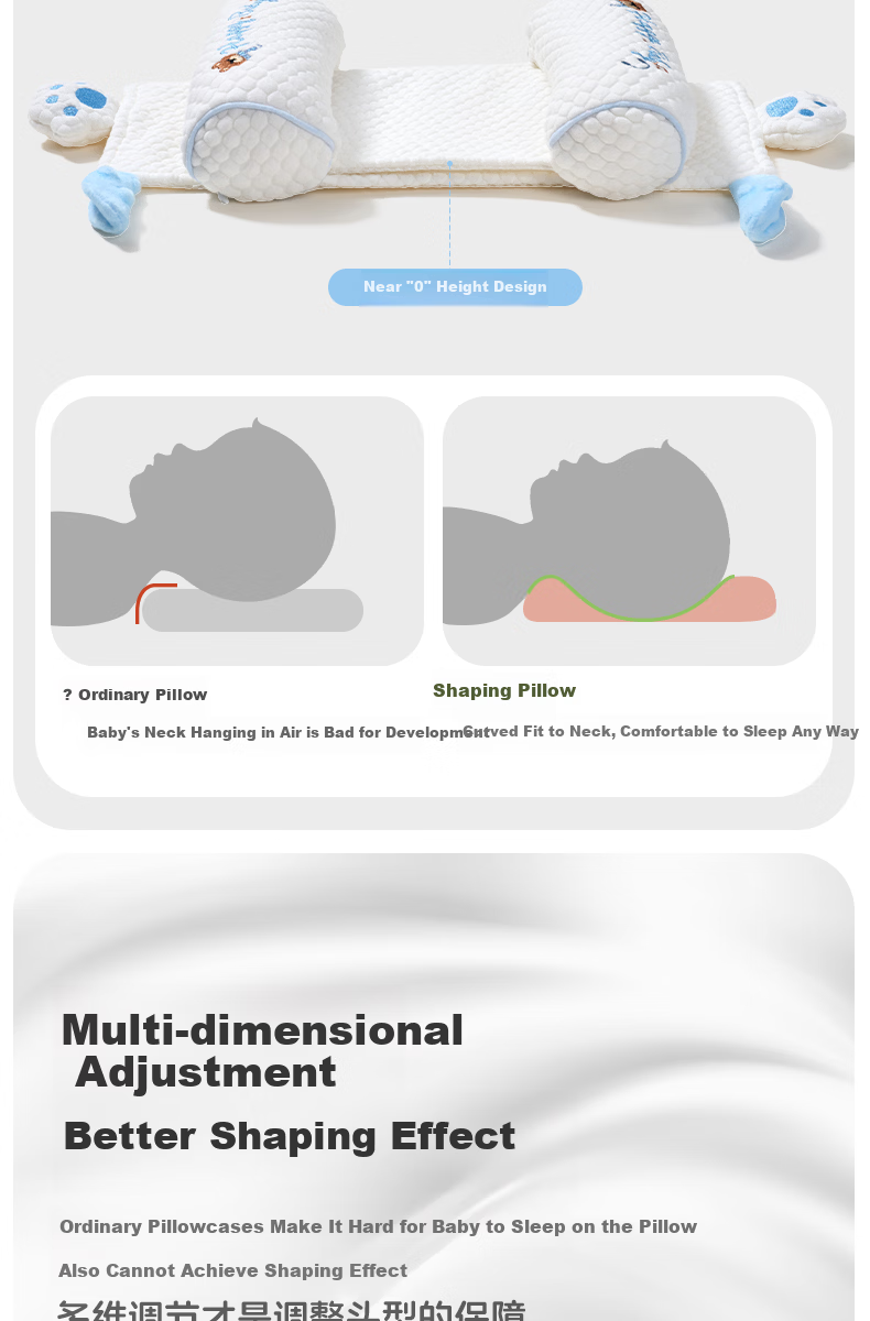 JOYNCLEON Baby Millet Shaping Pillow Newborn 0-6 Months Corrective Anti-Flat Head Baby Head Shaping Blue Jzt194671 2