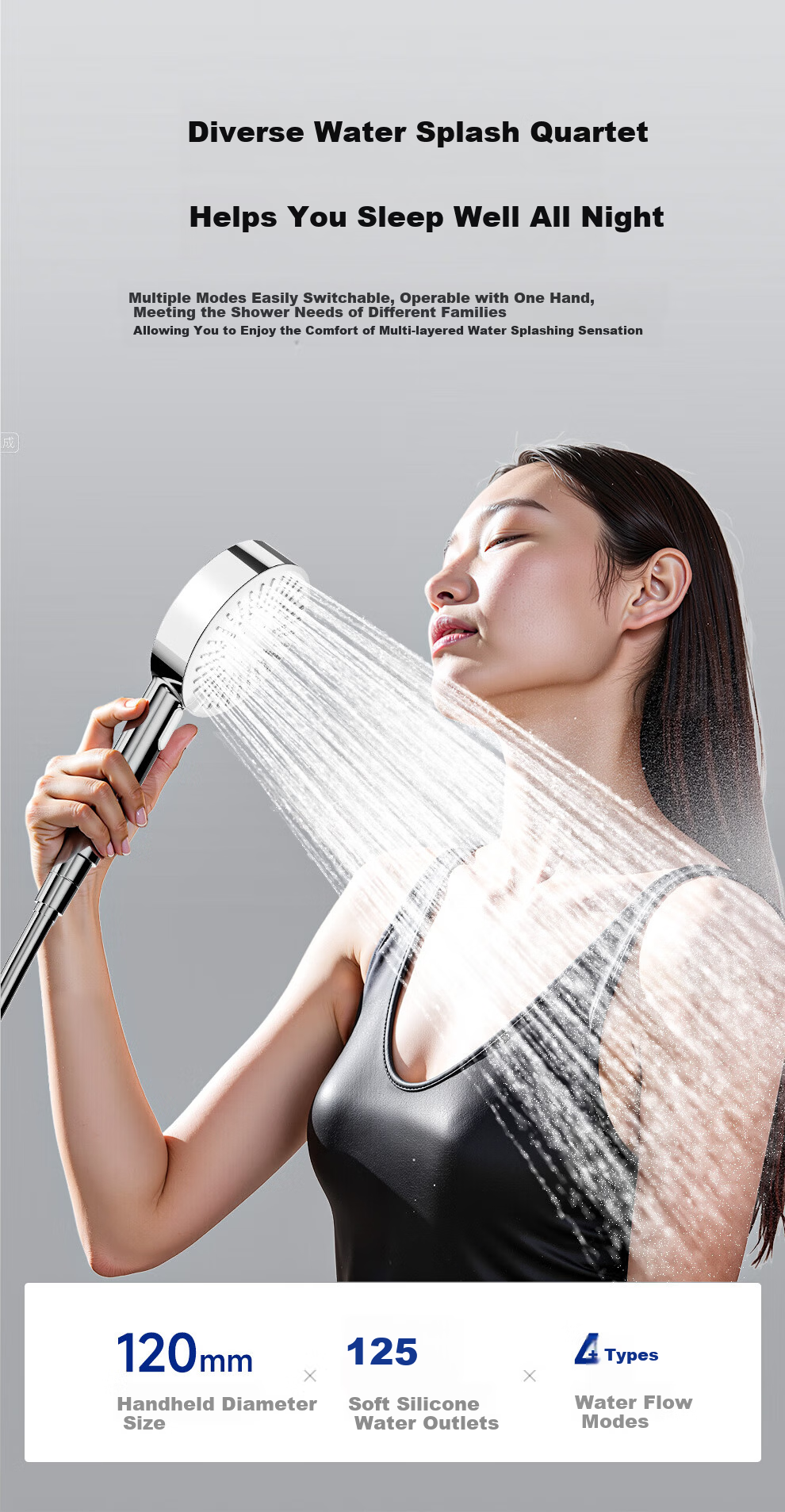 ARROW K530 Shower Set with Large Top Spray, Pressurized Multifunctional Piano Key Digital Display Handheld Shower AE34216MZCP-P 7