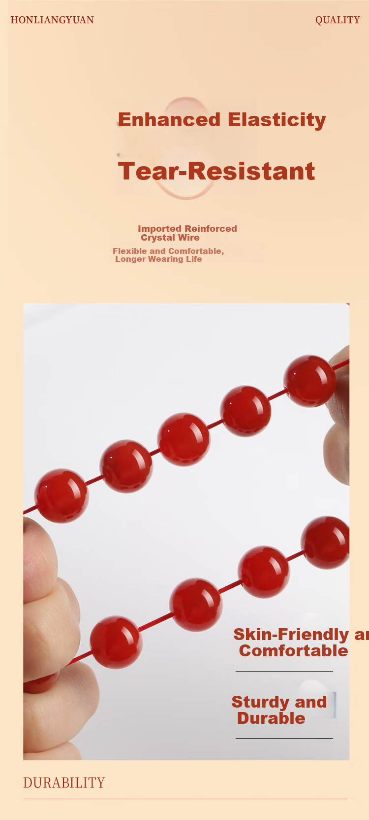 Hongliangyuan Natural Red Agate Bracelet Lucky Bead Buddhist Beads Birthday Gift Red Agate Crystal Bracelet Unisex 6mm 10