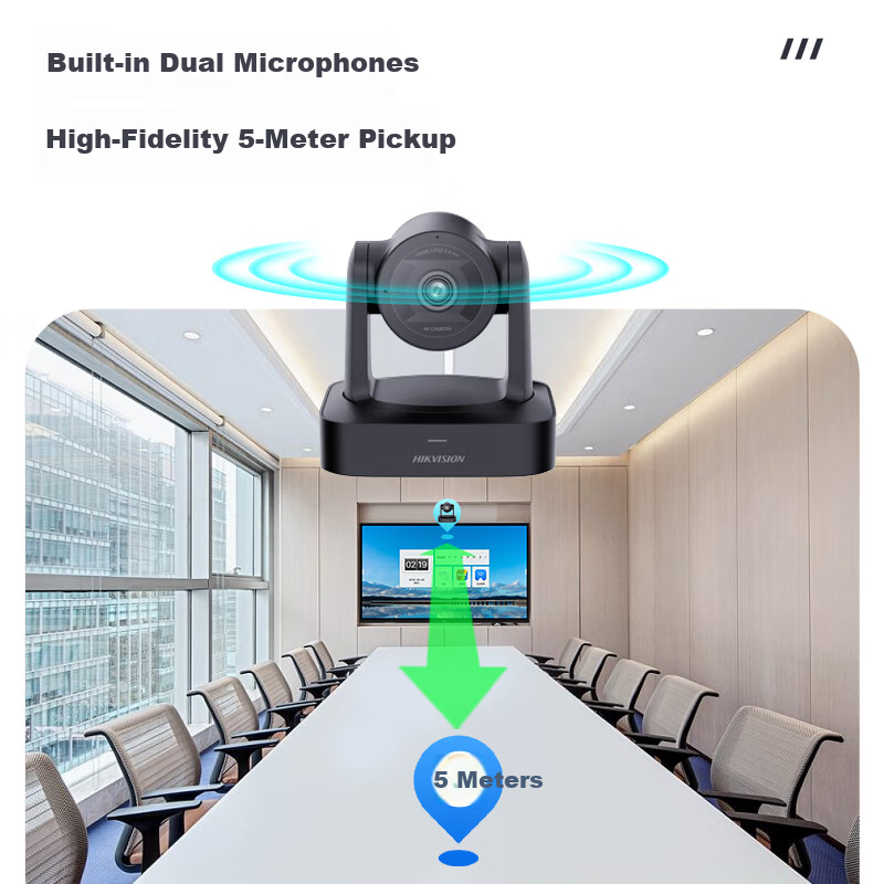 Hikvision 4K Ultra HD Live Streaming Camera with Autofocus, 119° Wide Angle, Bluetooth Remote Control, PTZ, Remote Video Conference Solution for Office and Live Commerce