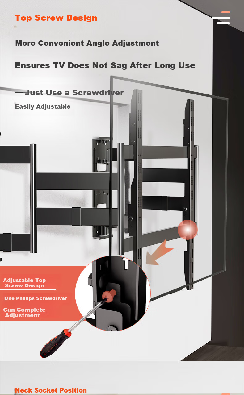 KALOCNX75 Ultra-Thin Embedded Dual-Arm Telescopic TV Wall Mount Bracket for 50-75 Inch Hisense Xiaomi Skyworth TCL TVs 4