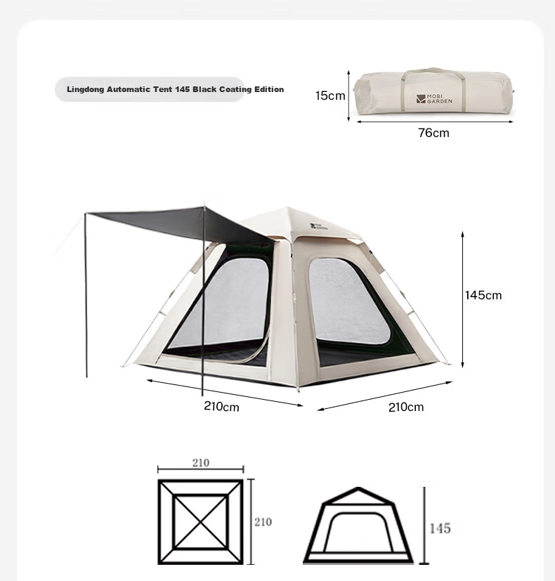 MOBIGARDEN Zero Motion Automatic Tent 155 Black Coating Edition Outdoor Camping Quick-Open Sunshade Tent NX25661030 Elegant Gray 17