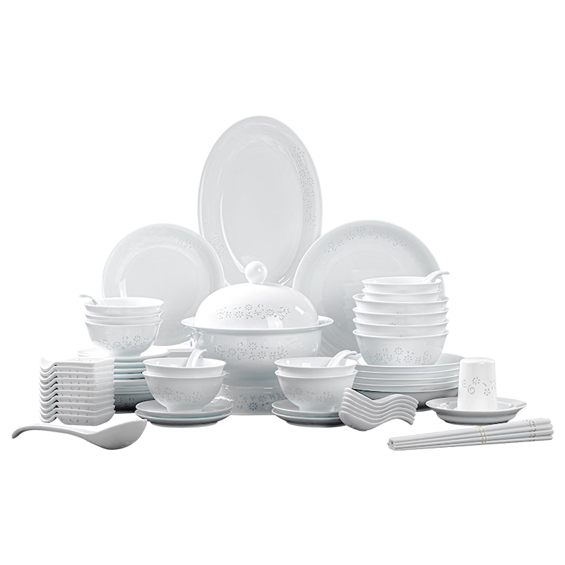 Lowei High-White Porcelain Jingdezhen Exquisite Porcelain Luxury Premium Home Use 2026 New Housewarming Bowl and Plate Set