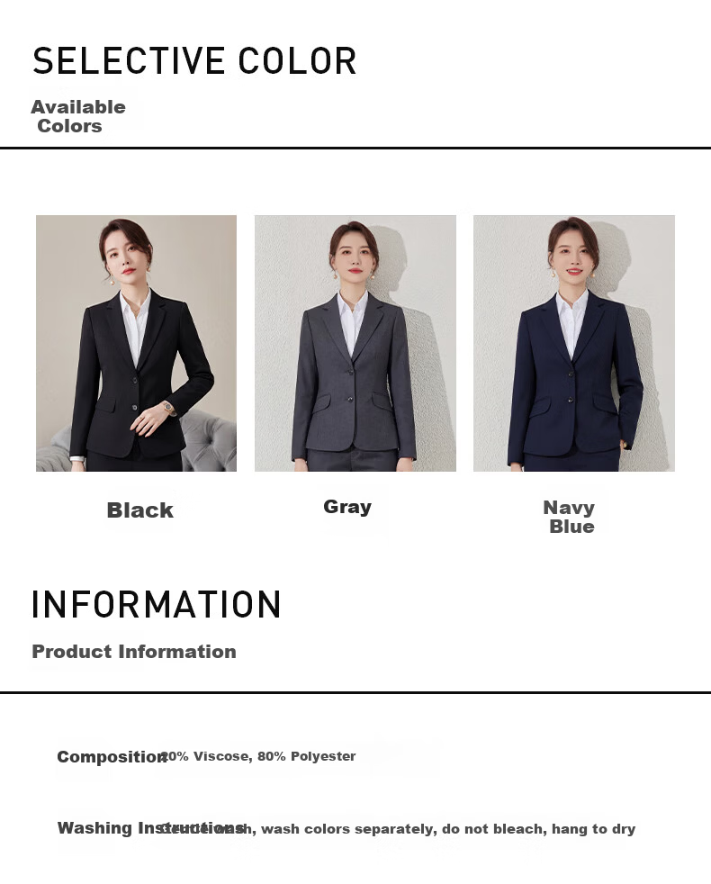 Romon Women's Slim Fit Business Suit Jacket Black 8