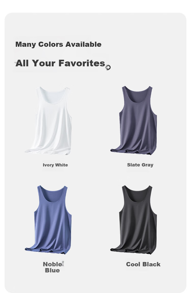 MiiOW Men's Ice Silk Vest Lenzing Modal Sleeveless Sports Quick-Dry Comfortable Summer Seamless Base Layer Shirt 9