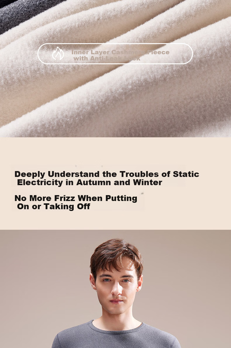 YAYA Goose Down Tencel Thermal Underwear Men German Velvet Heating Cashmere Fleece Thickened Autumn Top and Bottom Base Layer Set Winter 13