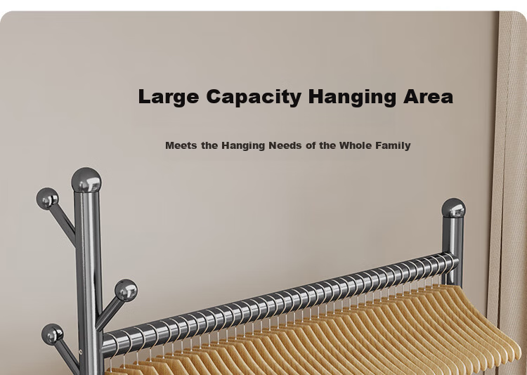 Yicai Nianhua Floor Clothes Rack Garment Hanger Storage Rack Bedroom Coat Rack Dormitory Simple Clothes Rack Balcony 1257GY 7