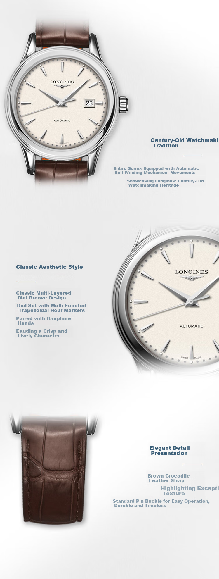 LONGINES Swiss Watch Flagship Series Women's Leather Strap Mechanical Watch L43744792 3