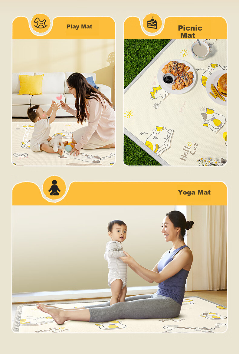 Beiboshi Babybox Cat Paw XPE Crawling Mat Double-Sided Home Floor Mat PX29A 20