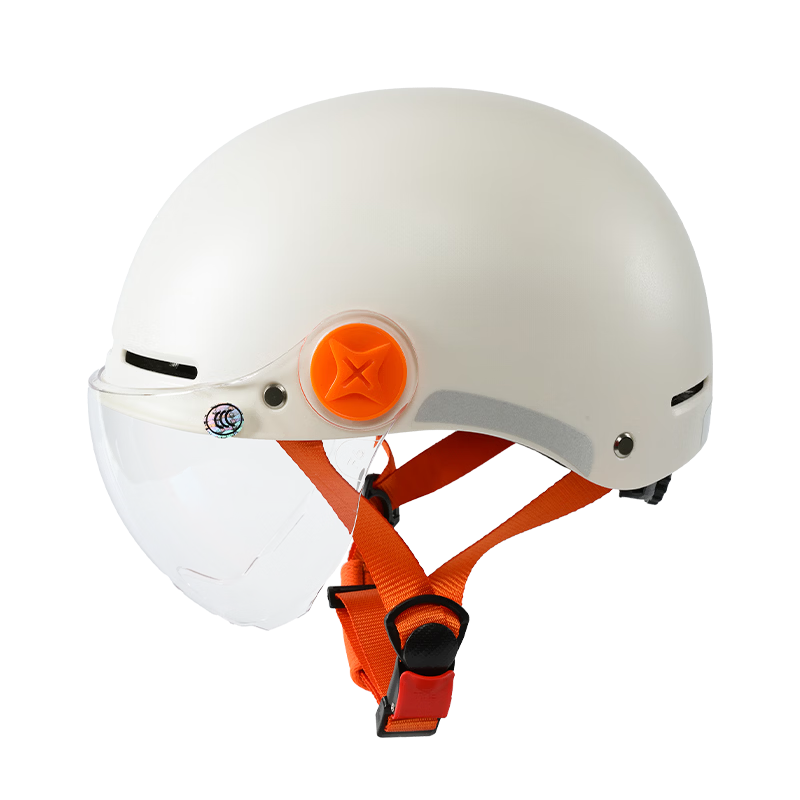 Luyuan Electric Bicycle Helmet, Summer Lightweight Half Helmet for Electric Scooters, New National Standard Class A 3C Certified Safety Helmet for Electric Motorcycles, Suitable for Men And Women, All Seasons, Rice White - 3C Transparent Short Visor