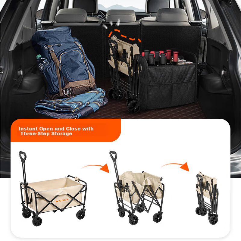 Waterman Outdoor Camping Cart Handcart Camp Wagon Small Trolley Picnic Stroller Pet Dog Cart