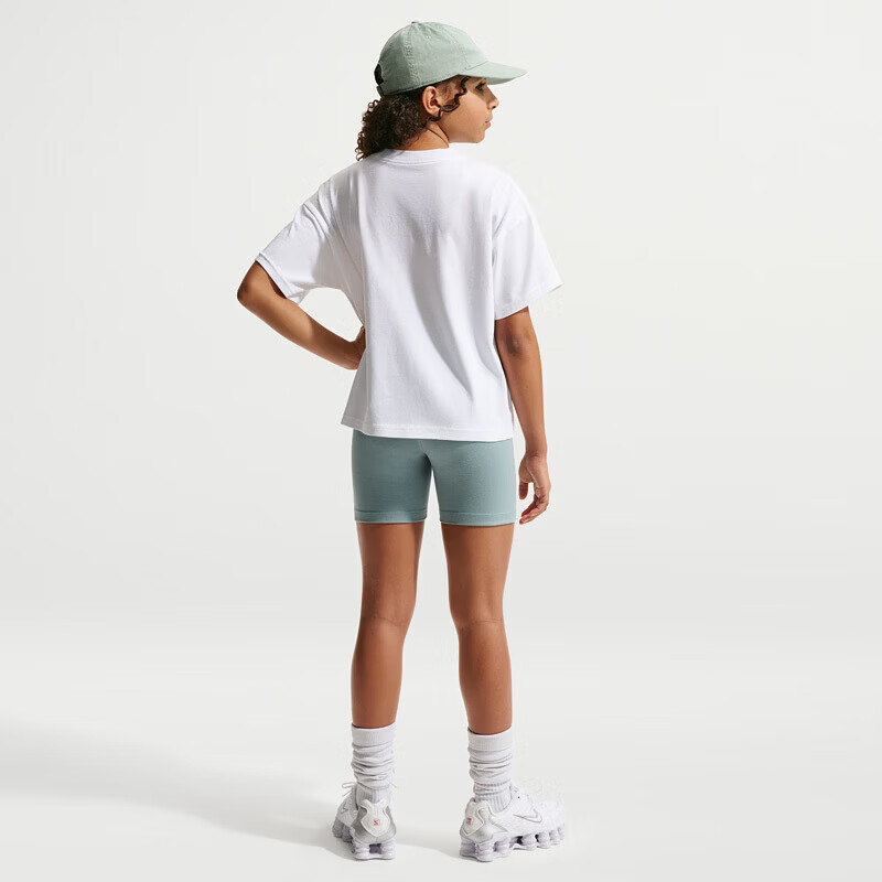 NIKE Youth Sports T-Shirt Summer New Loose Fit Cotton Lightweight Casual Short Sleeve IO8121-100 White S