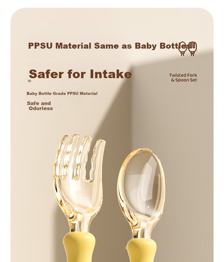Beingmate Baby Silicone Soft Spoon Infant Feeding Spoon 1-3 Years Old Self-Feeding Training Fork and Spoon Children's Tableware 3
