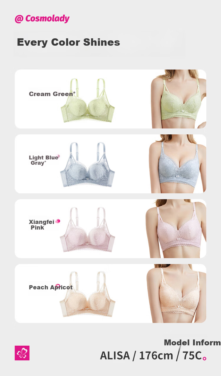 Urban Beauty Women's Wireless Bra Small Chest Push-Up Lace Comfortable Thin Breathable Sexy Bra 2B32D7 12