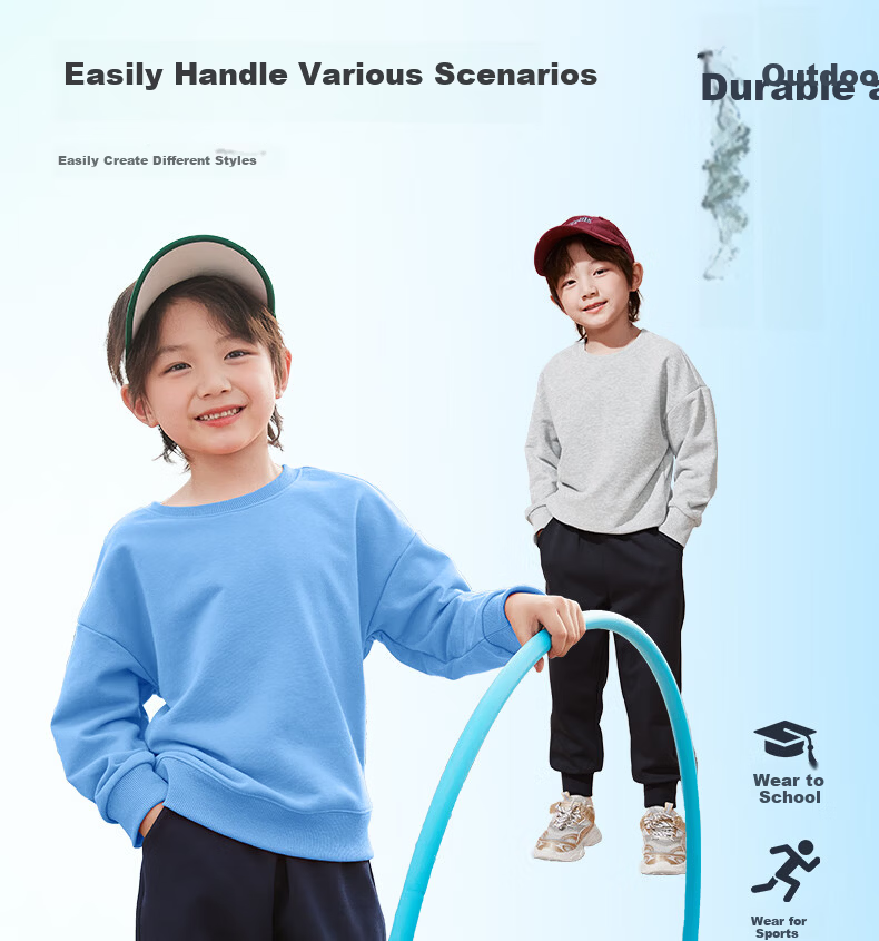 Jeanswest Boys' Sportswear Set Spring and Autumn 2026 New Children's Hoodie Two-Piece Spring Outfit Boys' National Style Clothing 6
