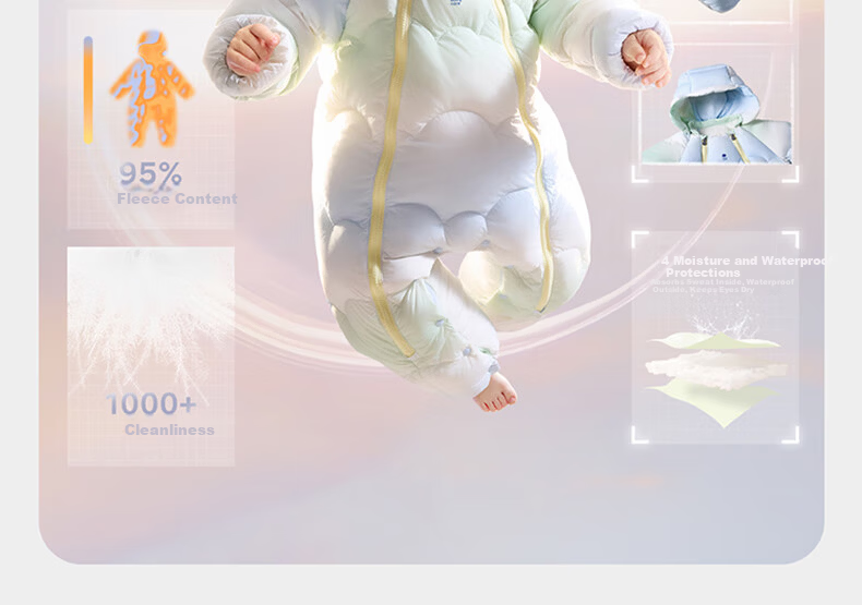 Babycare Kids Down Jacket Autumn Winter White Duck Down Warm Children's Lightweight Outerwear Baby Romper Mint Sky 80 5