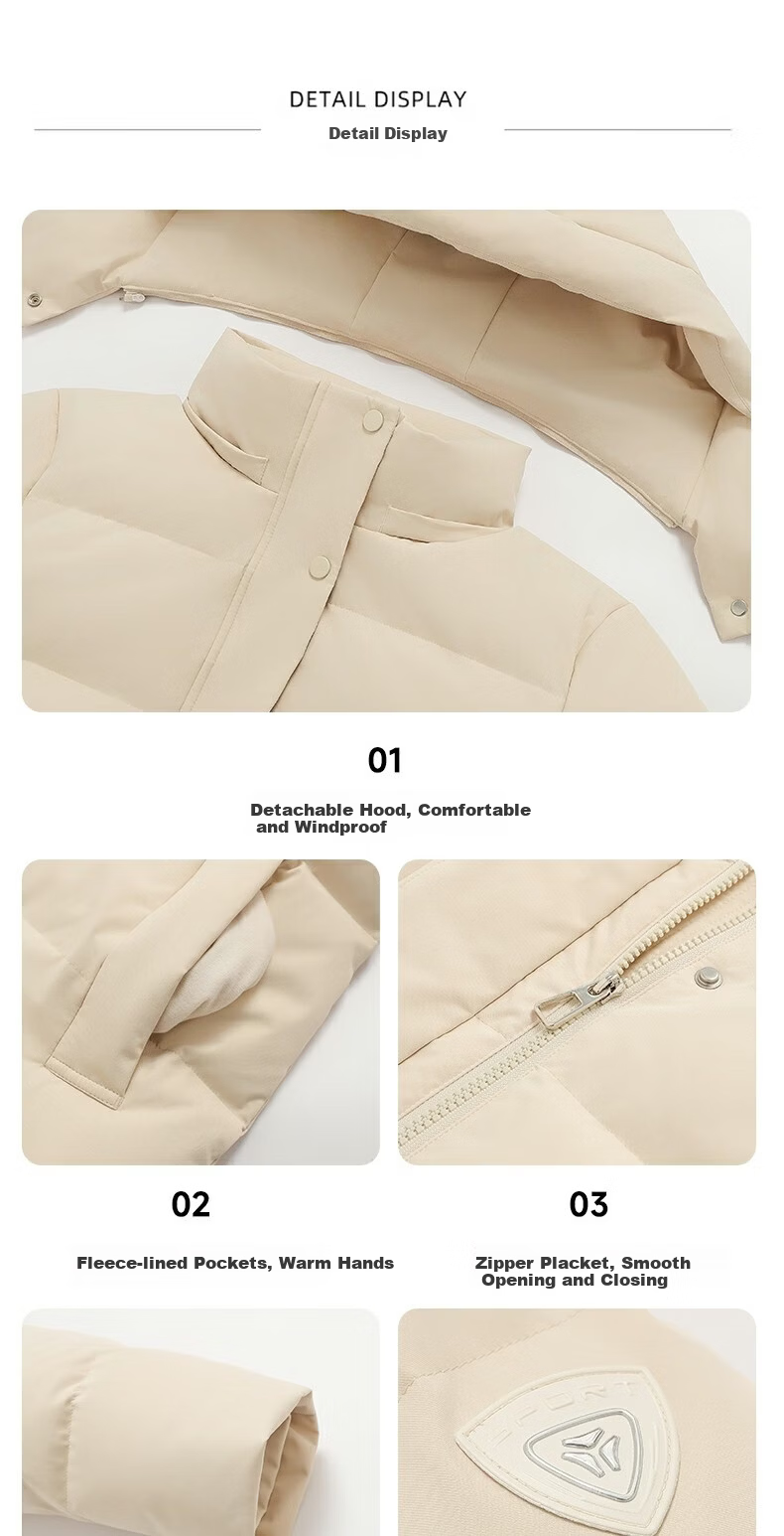 Yalu Short down Jacket, 2026 New Winter Style, Solid Color Versatile Detachable Hooded Puffer Coat, Petite Winter Outerwear 15