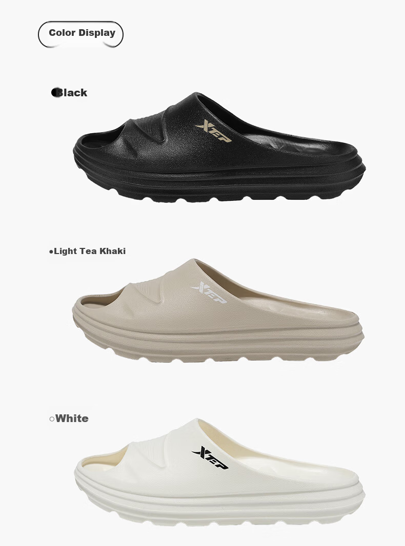 XTEP Men's Slippers, Single-Strap Sandals, Outdoor Shoes for Men, Couples' Summer Sports Slippers, A460 White, Size 40-41 9