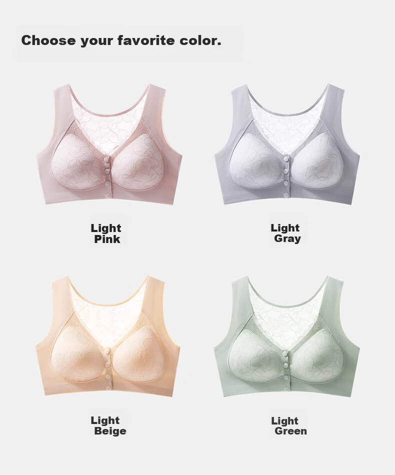 LangSha Women's Maternity Front Closure Bra Middle-aged and Elderly Vest Wireless Large Size Seamless Sports Bra Beautiful Back 13
