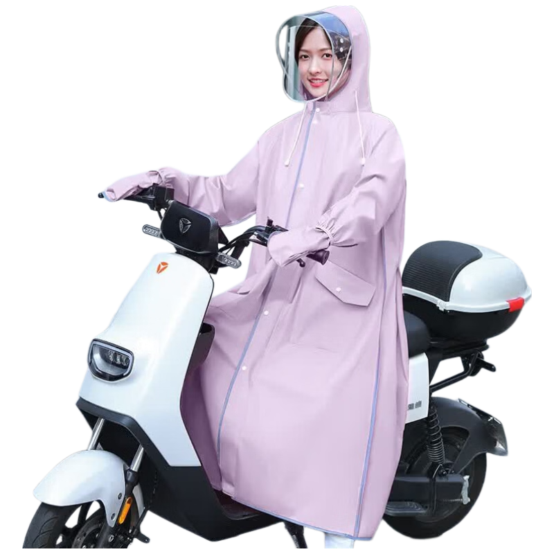 Jiajialin Women's Long Full-Body Raincoat Thickened Adult Single Electric Scooter Rain Poncho Purple M