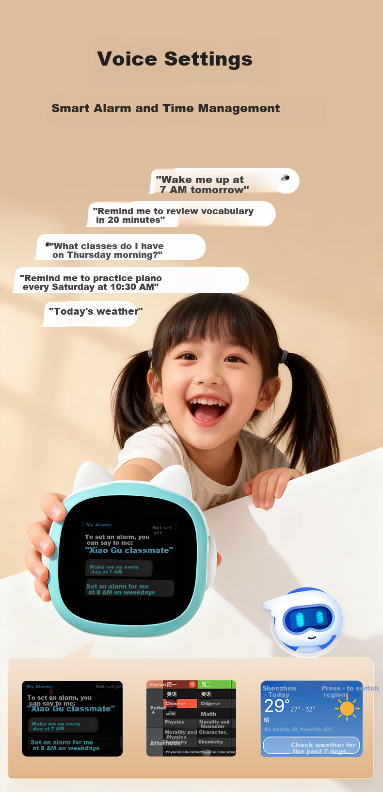 Wenquxing N6ai Smart Alarm Clock Synchronized Textbook Voice Interactive Time Treasure Robot Children's Educational Learning Student Time Management for Ages 3-15 Boys Girls Birthday Gift 7