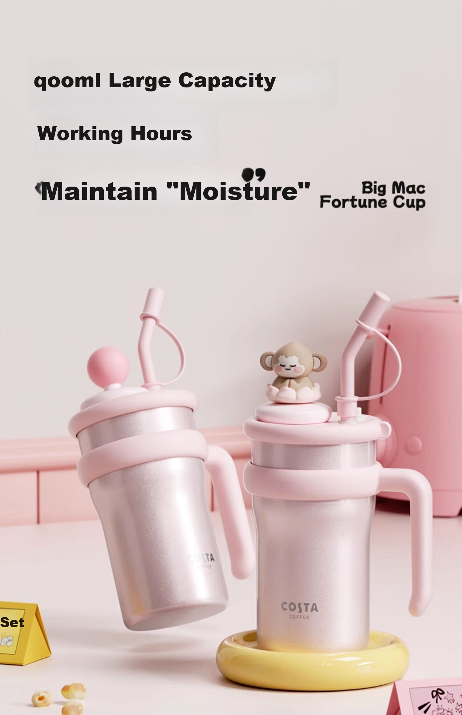 COSTA Giant Large Capacity Stainless Steel Insulated Straw Water Bottle for Men and Women Office Student DIY Holiday Gift 3