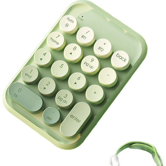 B.O.W Hangshi K158DL Rechargeable Tri-Mode Wireless Bluetooth Numeric Keypad Laptop Banking Accounting Financial Universal Small Keyboard Matcha Green Gradient Rechargeable