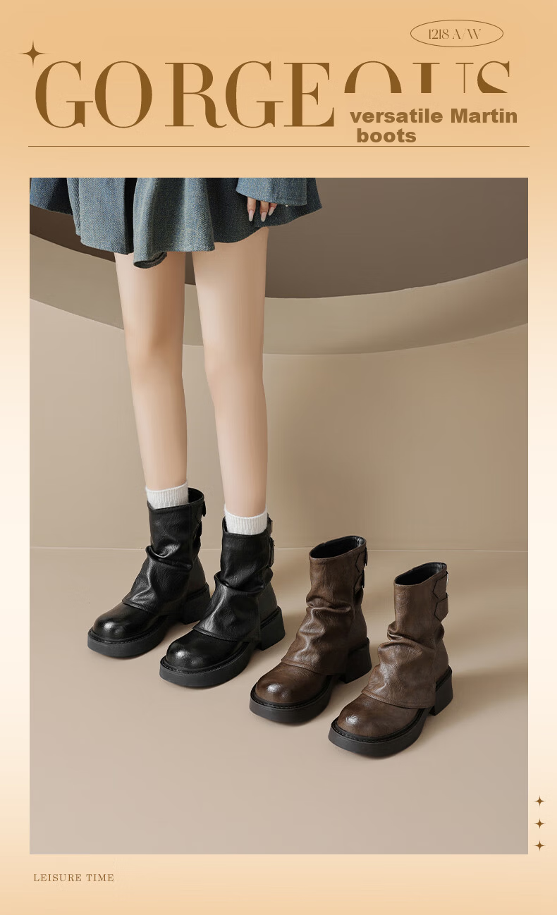 Daphne Meilad Women's Short Stacked Boots 2026 New Spring Xinjiang Travel Pants Leg Height Increasing Thick Sole Martin Boots 1