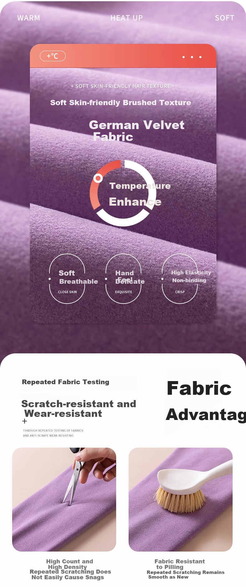 LangSha Women's High-Waist Fleece-Lined Thermal Leggings Thickened Knee Patch Lambswool Extra Warm Cold-Resistant Cotton Pants 2