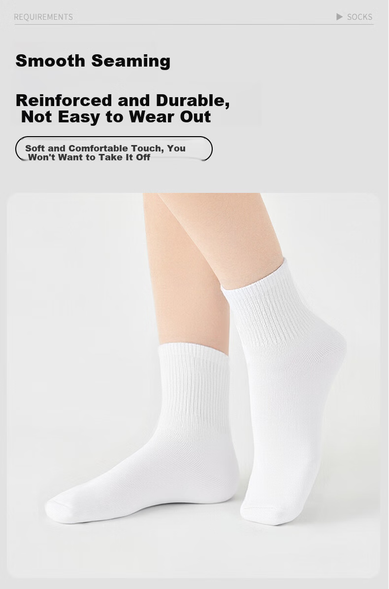 MiiOW Disposable Mid-Calf Black Socks Unisex Lightweight Sports Socks 7 Pairs Black 7