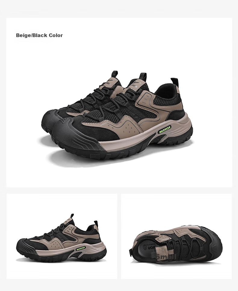 Warrior Men's Hiking Shoes Summer Breathable Mesh Sneakers 5532N Black Brown Size 42 14