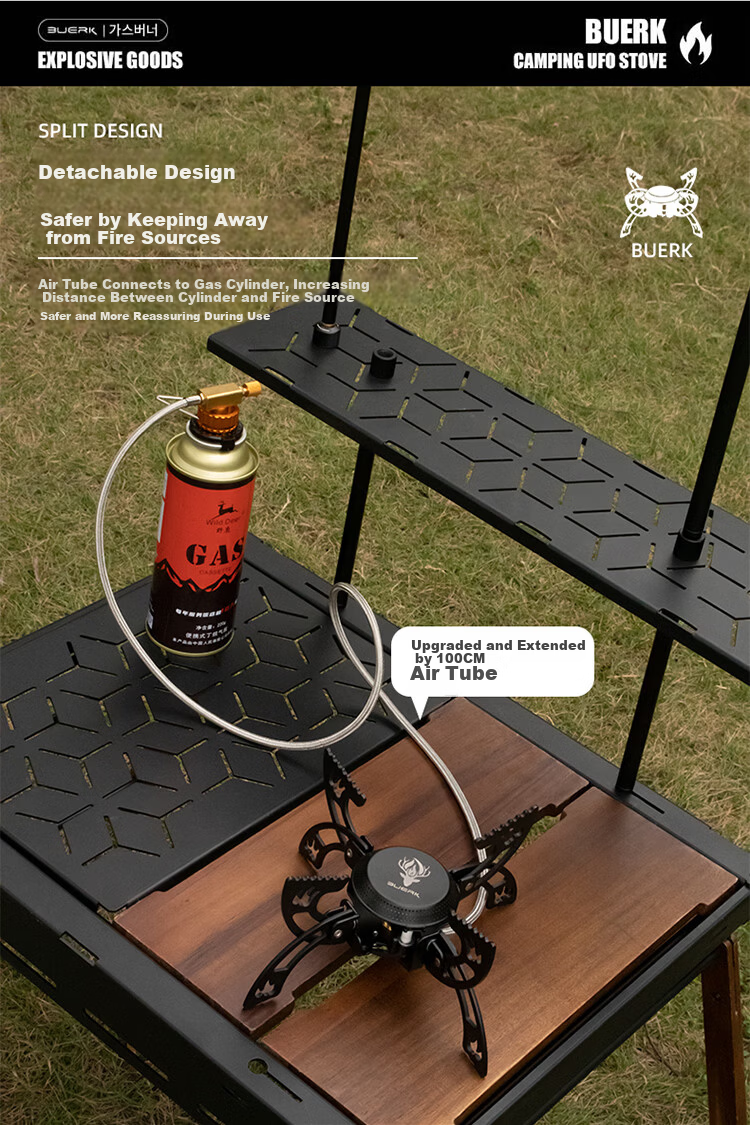 BUERK 2025 New Split Cartridge Stove Head High-Power Explosion-Proof Outdoor Gas Stove 20kW 5
