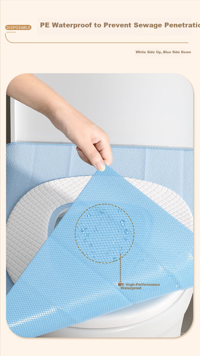 Baicaoyuan Disposable Toilet Seat Covers 7A Antibacterial Full Coverage Waterproof Travel Toilet Seat Covers Thickened Individually Packaged 30 Pieces 6