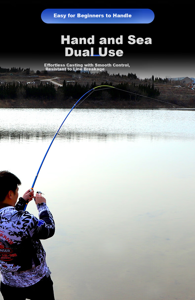 Taigek Shuanghu Fenghai Fishing Rod, Long-Distance Casting Rod, Sea Fishing Pole, Fishing Tackle, Beginner's Fishing Line Reel, Sea Rod Bag, 2.7-Meter Set, Randomly Sent 2