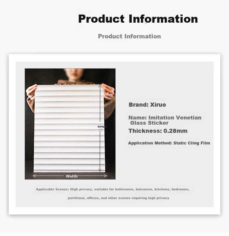 Xinuo Faux Venetian Blinds Glass Sticker Privacy Window Film for Bathroom and Bedroom Anti-Peeping Static Cling 60x300cm 8