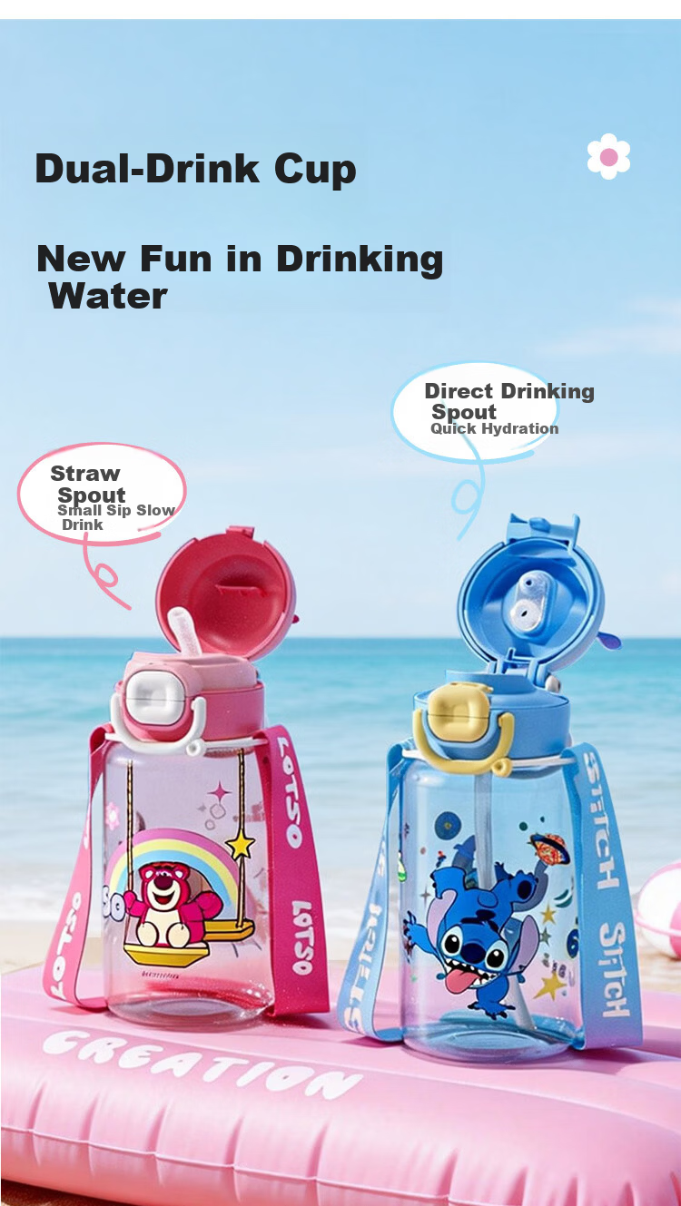 Disney Large Capacity Straw Water Bottle High-Quality Cup for Men and Women Children's Student Sports Water Bottle Summer Gift 3