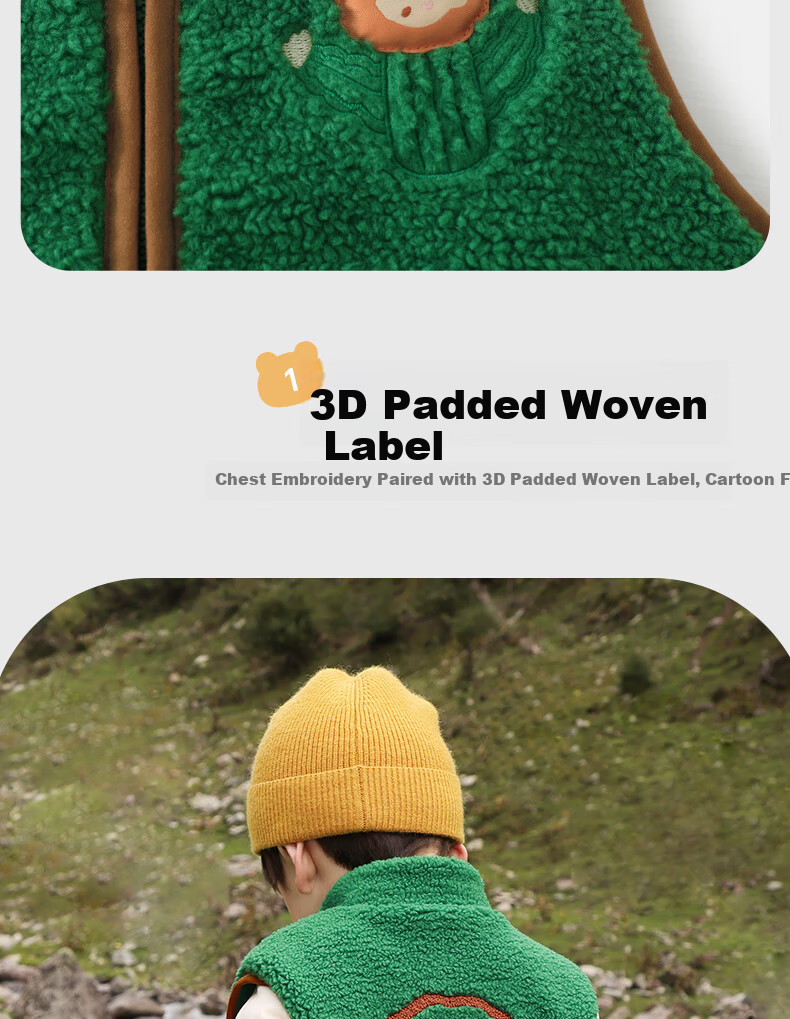 Ciciibear Boys' Lamb Fleece Vest Spring and Autumn Baby Warm Waistcoat Children's Outerwear Infant Jacket 6