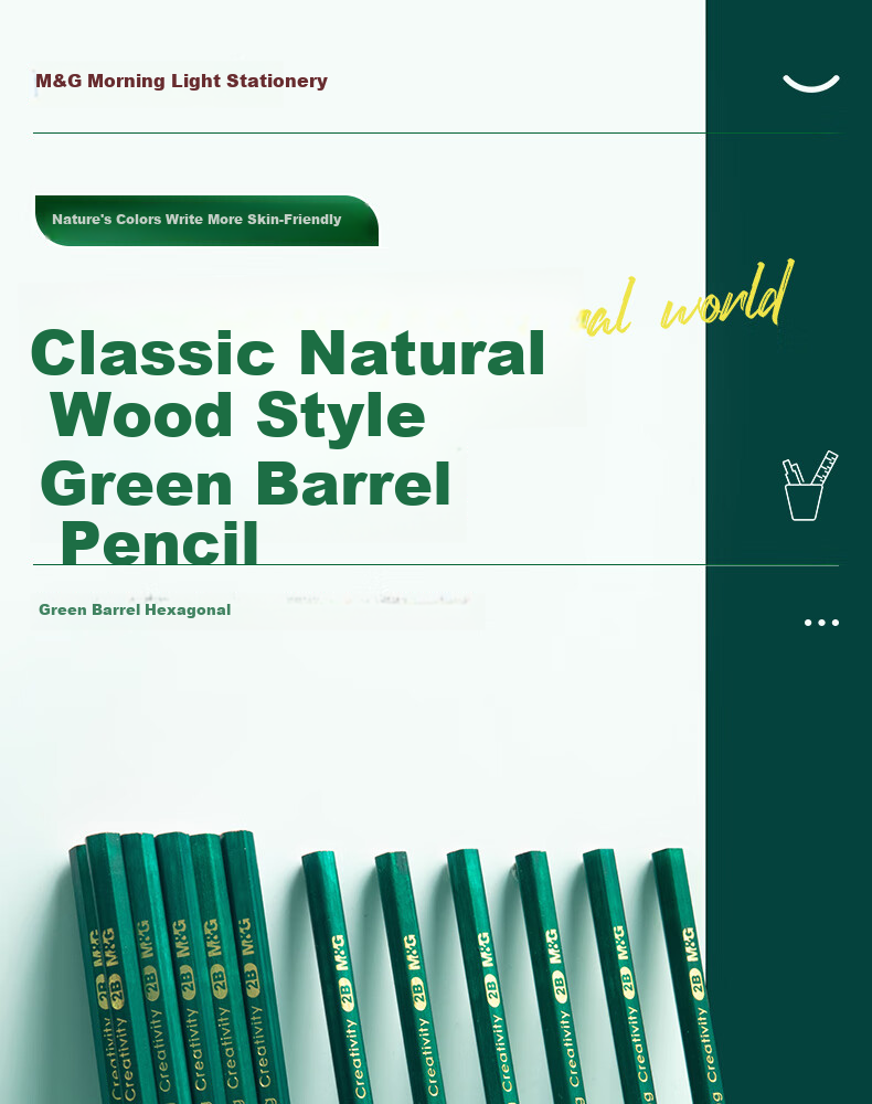 M&G Stationery HB Pencils, 10 Pieces, Green Wooden Hexagonal Pencils for Primary School Students, Exam-Specific Writing Pencils, Summer Vacation Handwriting And Drawing Practice AWP304A6 1