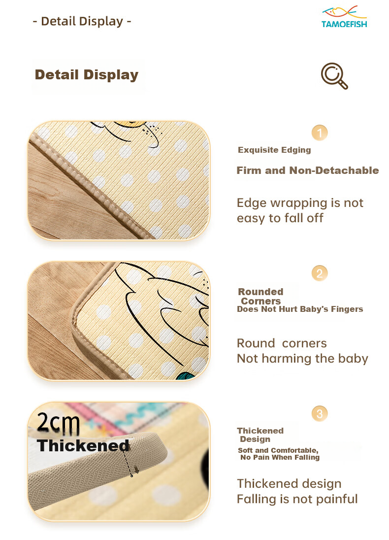 Tamengyu Double-Sided Thickened Baby Crawling Mat Non-Slip Children's Play Mat 2cm Thick Holiday Gift 13