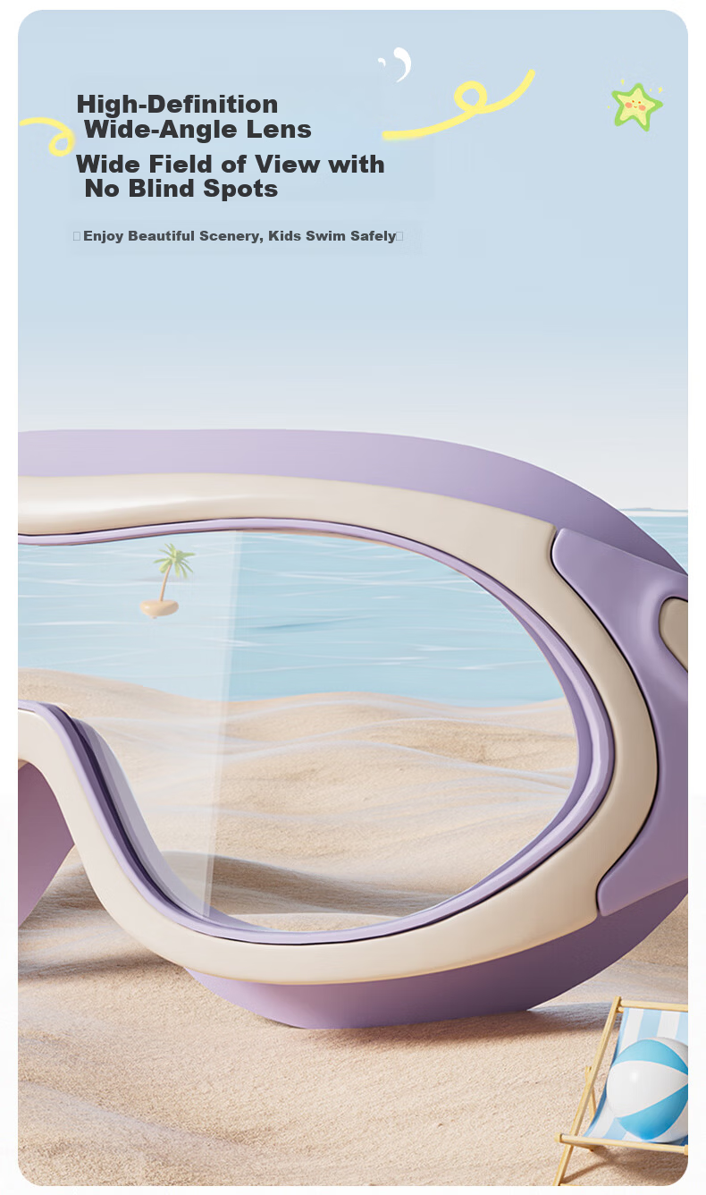 JEEP Kids Swimming Goggles Large Frame HD Anti-Fog Waterproof Boys Diving Goggles Girls Swimming Glasses Deep Sea Blue Plano 2