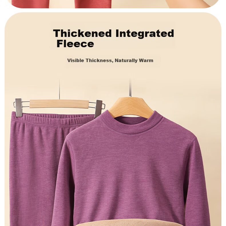 YUZHAOLIN Women's Thermal Underwear Set Fleece Lined Thickened Mid-High Neck Cold-Resistant Autumn Winter for Middle-Aged and Elderly Mothers and Grandmothers 5