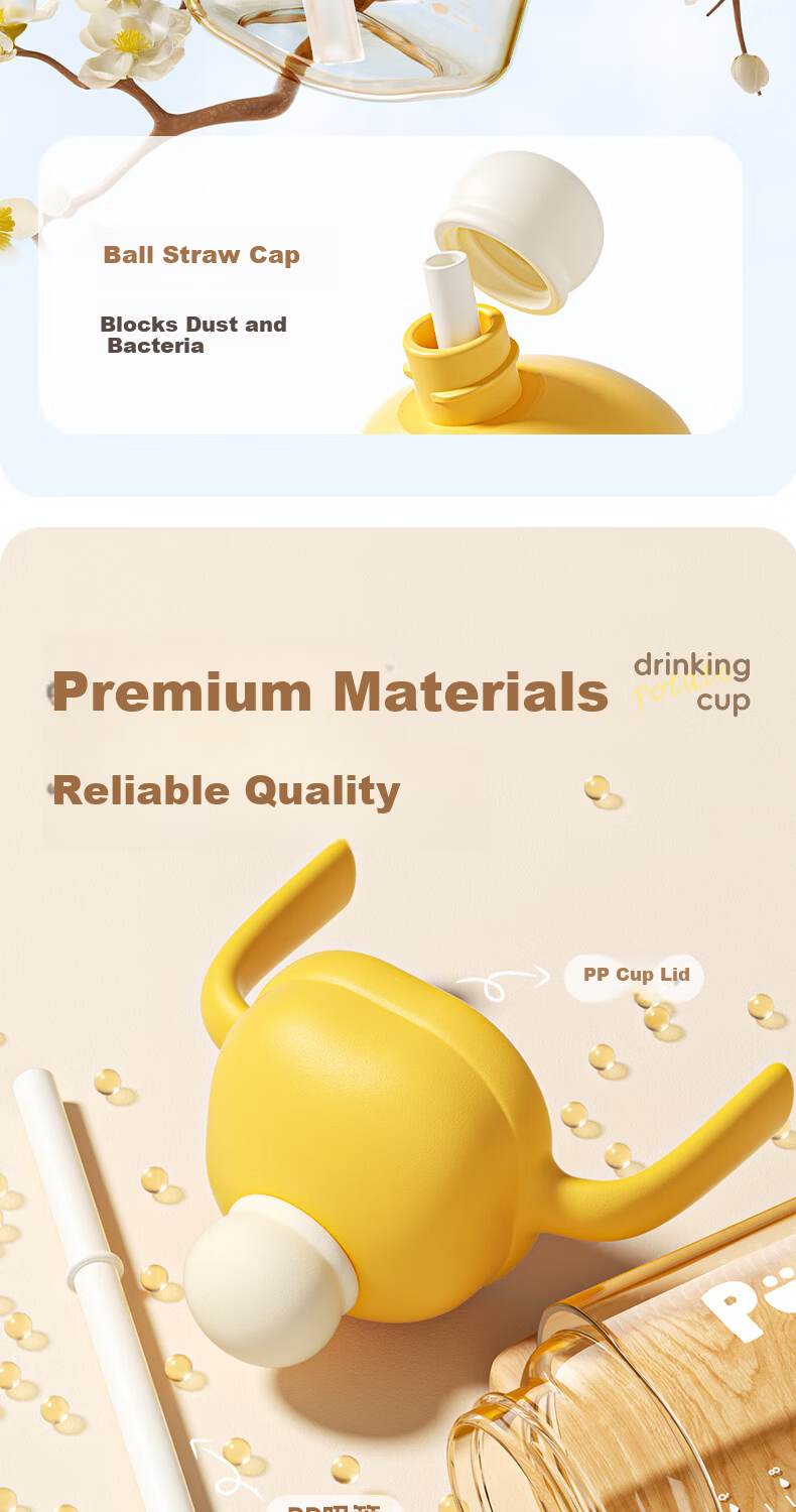 Potato Children's PPSU Direct Drinking Straw Cup Student Water Bottle 300ml for Ages 3+ in Frey White 5