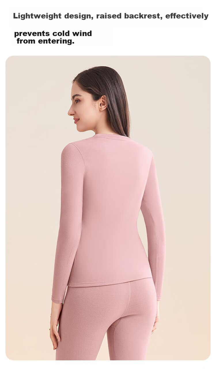 GUJIN Double-Sided Fleece Lined Mink Cashmere and Lyocell Thermal Underwear Set for Women Thickened Autumn Winter Heat Retaining Base Layer Top and Bottom 11