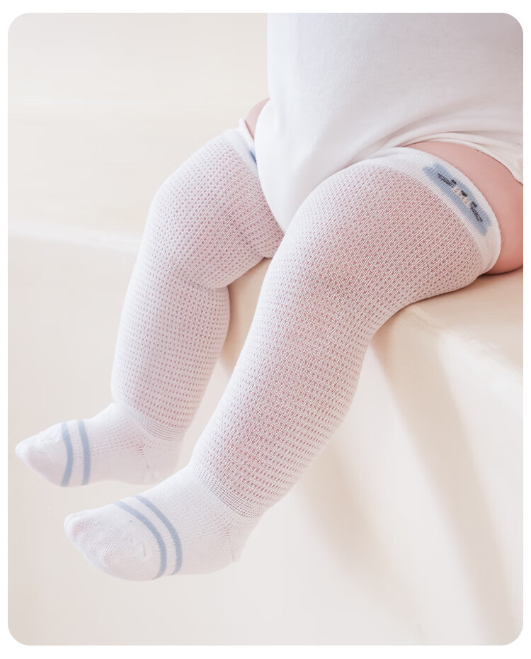 9i9 Baby Socks Summer Thin Class A Breathable Mesh Socks Children's Knee-High Anti-Mosquito Seamless Combed Cotton 3 Pairs 1-3 Years 11