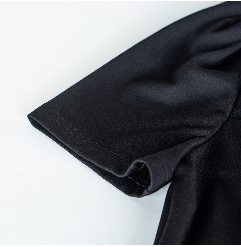 ROEYSHOUSE Mesh Splice Short Sleeve T-Shirt Women Summer Puff Sleeve Slim Top 13737 Black M 18