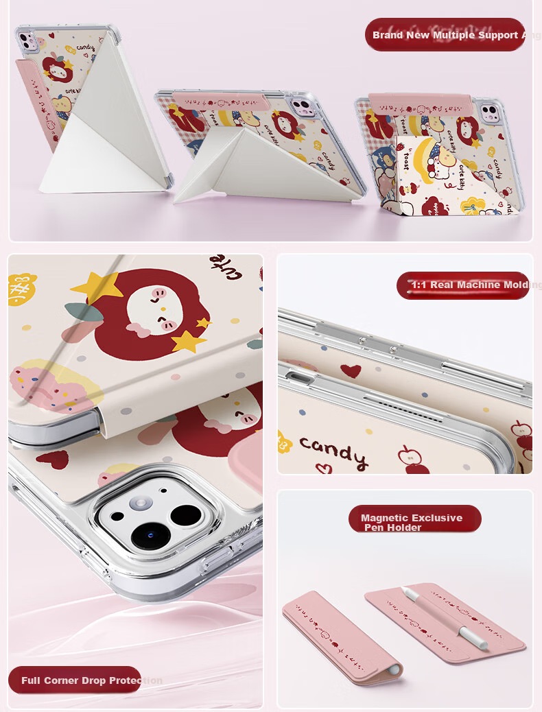 RBP iPad Mini 7/6 Case Matte Magnetic Double-Sided Clip with Buckle Built-in Pen Holder Drop-Resistant Slim Stand - Apple Xiao Mi 3