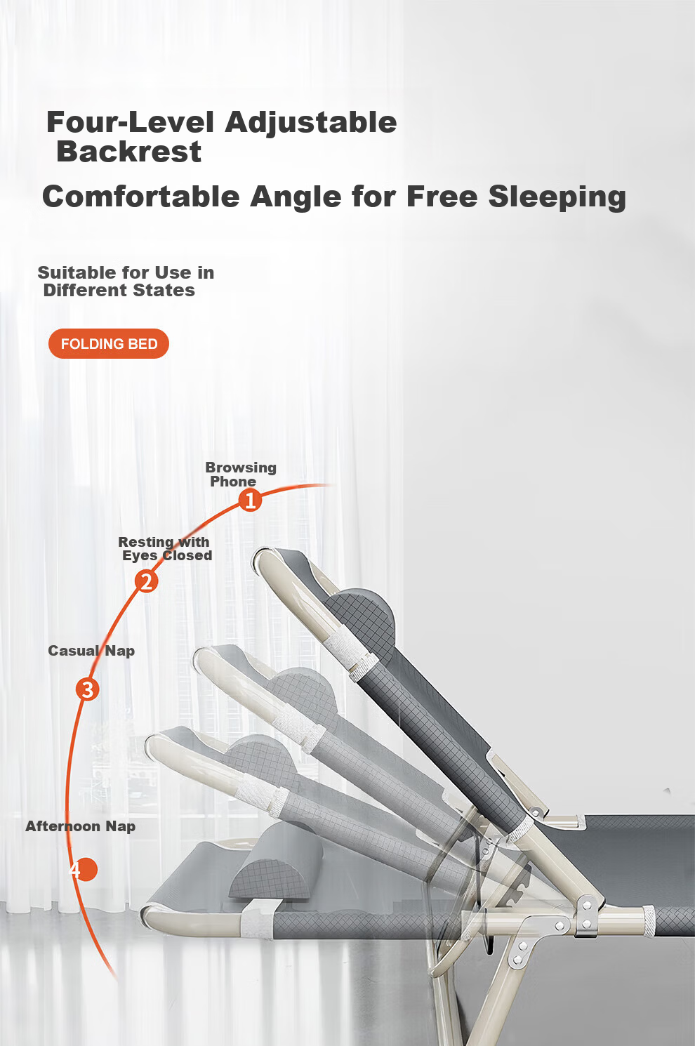 Jiuchangu Folding Bed Single Office Nap Bed Medical Care Bed Extra Wide Gray 4345 3