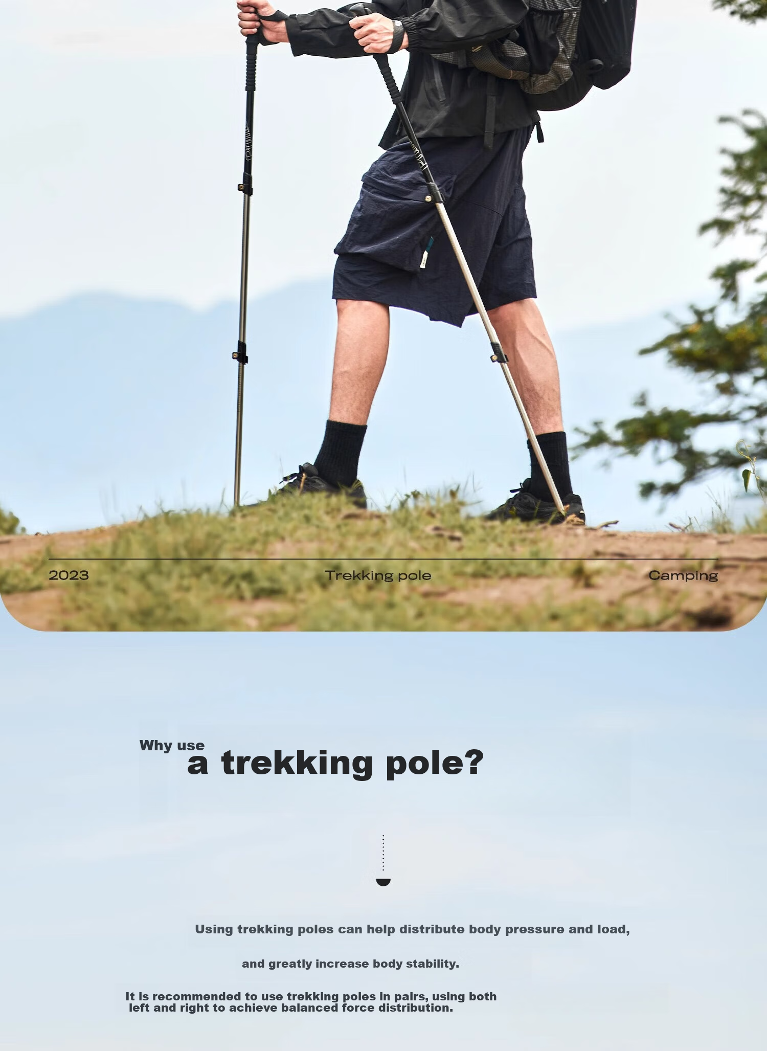 Primitive Outdoor Lightweight Folding Trekking Pole Adjustable Hiking Stick for Kids Professional Telescopic Women's Walking Staff 2