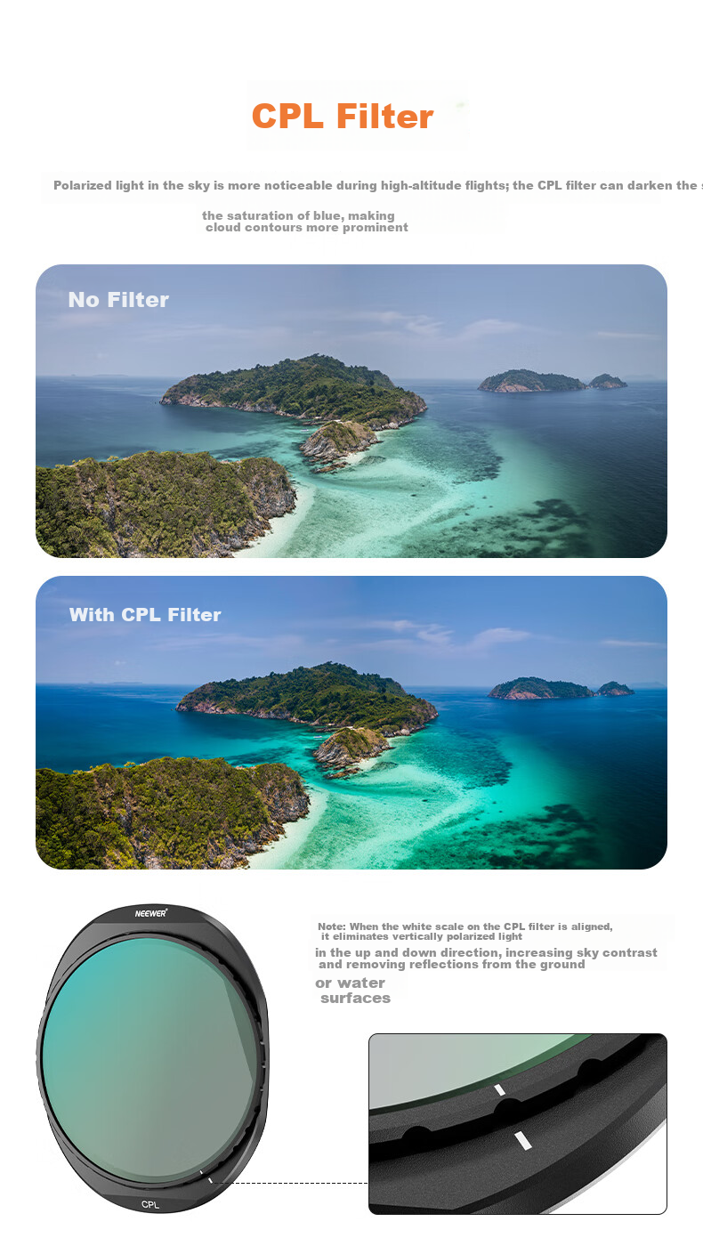NEEWER DJI Mavic 4 Pro Professional Aerial Photography ND8/16/32/64 Neutral Density Filter Set with CPL Polarizer Drone Accessories 9