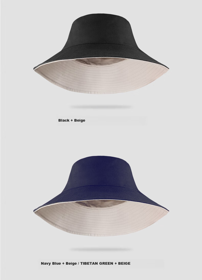 XUEXIMAN Men's Fisherman Hat Large Size Sunshade Black Simple Sun Hat Women's Sun Protection Hat 14